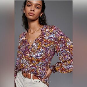 NWT Anthropologie Maeve Colette Peasant Blouse Size L